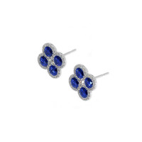 0.72&nbsp;Ct.Tw.Total Carat Weight Blue Sapphire and Natural Diamond Studs Earrings, 18K White Gold Image