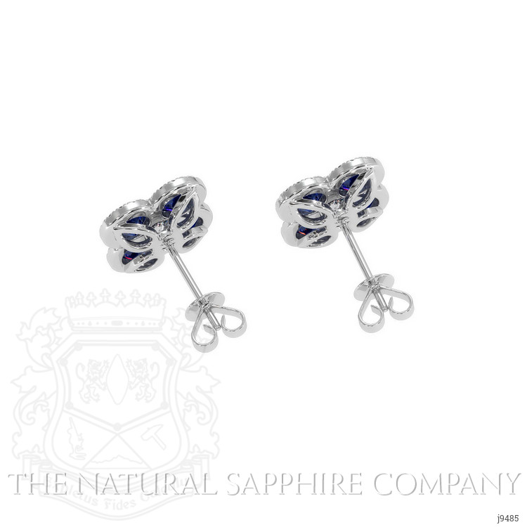 0.72 Ct.Tw. Blue Sapphire and Natural Diamond Studs Earrings, 18K White Gold