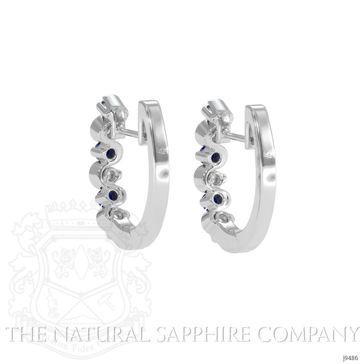 0.20 Ct.Tw. Blue Sapphire and Natural Diamond Hoops Earrings, 18K White Gold