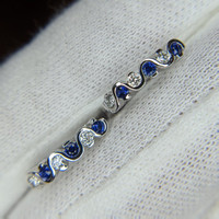 0.20 Ct.Tw. Blue Sapphire and Natural Diamond Hoops Earrings, 18K White Gold Life Style