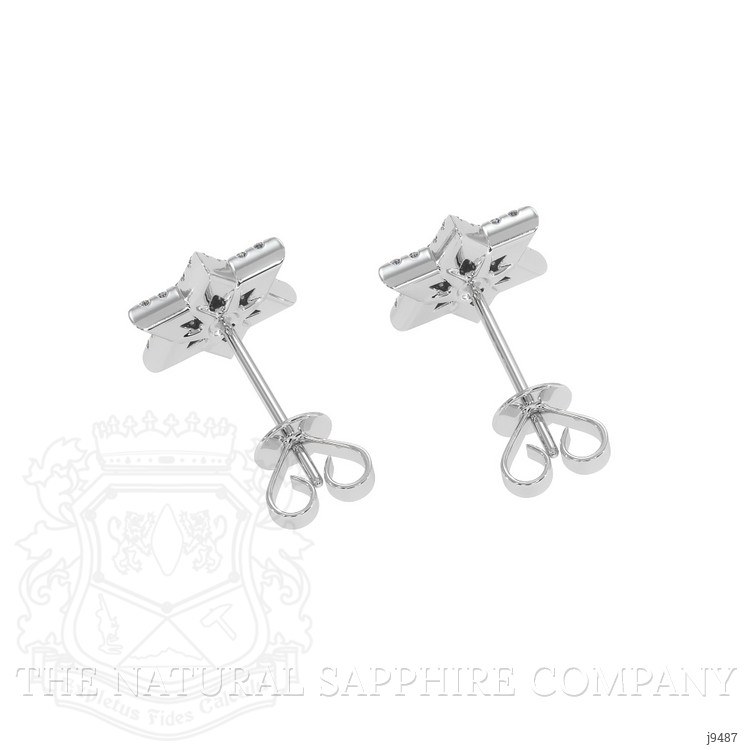 0.13 Ct.Tw. Blue Sapphire and Natural Diamond Studs Earrings, 18K White Gold