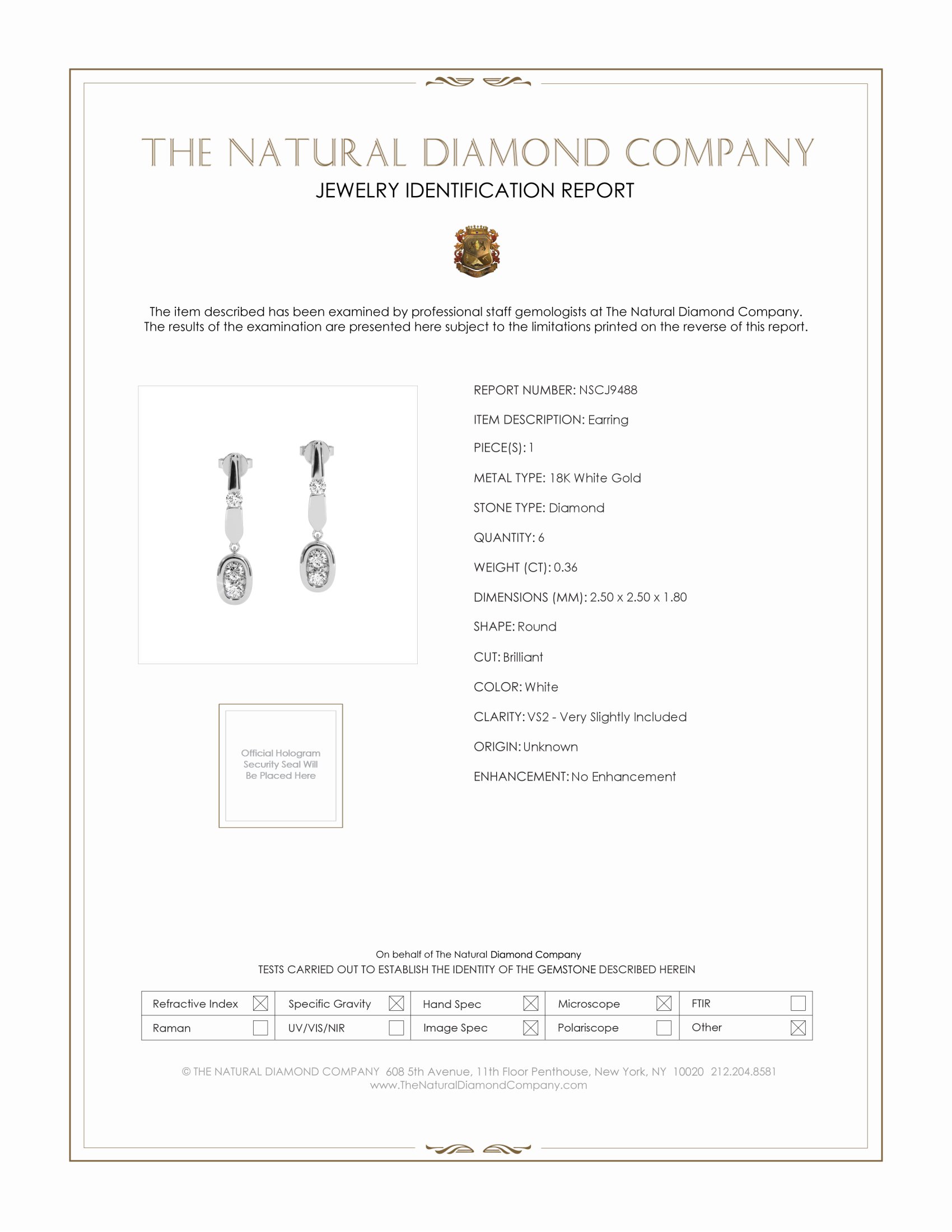 0.36 Ct.Tw. Natural Diamond Accent Stones Earrings, 18K White Gold