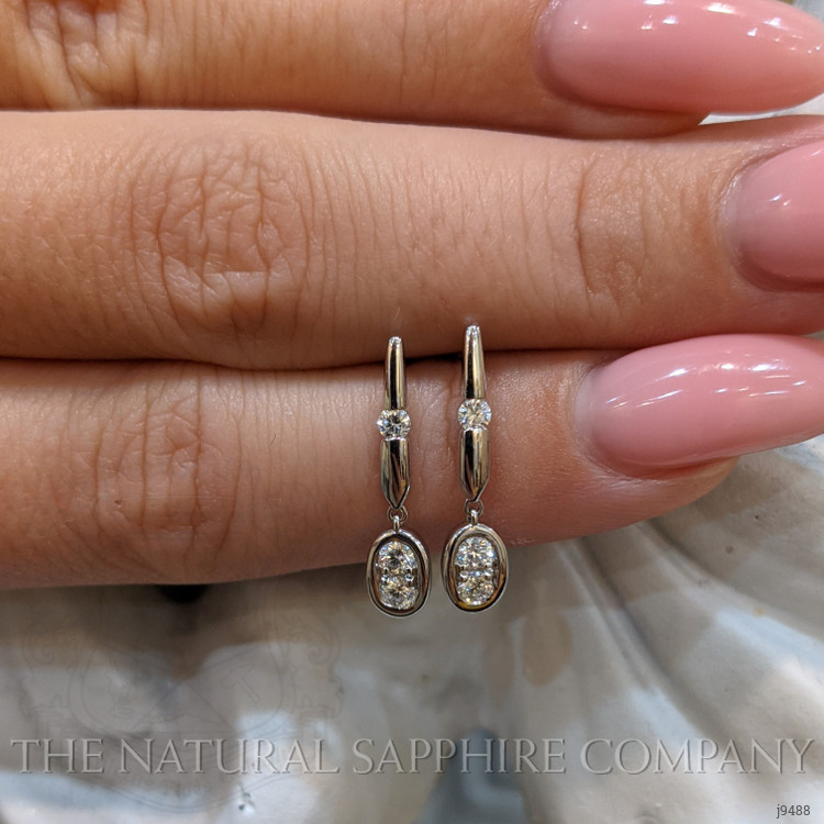 0.36 Ct.Tw. Natural Diamond Accent Stones Earrings, 18K White Gold