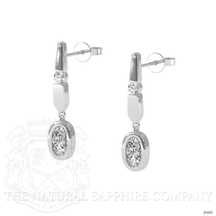 0.36 Ct.Tw. Natural Diamond Accent Stones Earrings, 18K White Gold