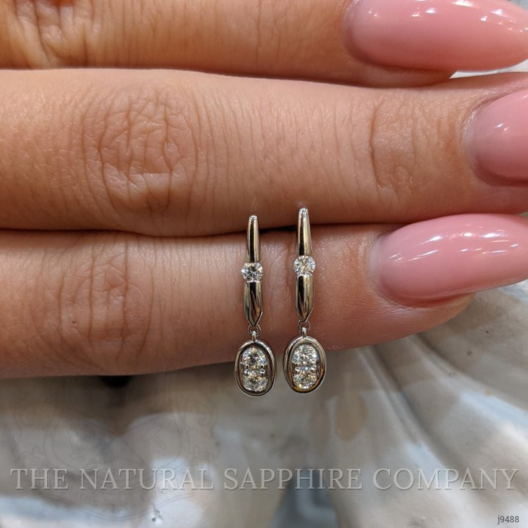 0.36 Ct.Tw. Natural Diamond Accent Stones Earrings, 18K White Gold