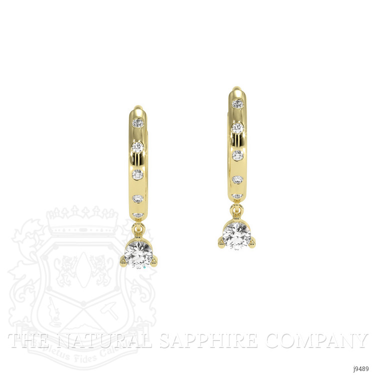 0.20 Ct.Tw. Natural Diamond Accent Stones Earrings, 18K Yellow Gold