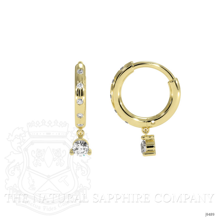 0.20 Ct.Tw. Natural Diamond Accent Stones Earrings, 18K Yellow Gold
