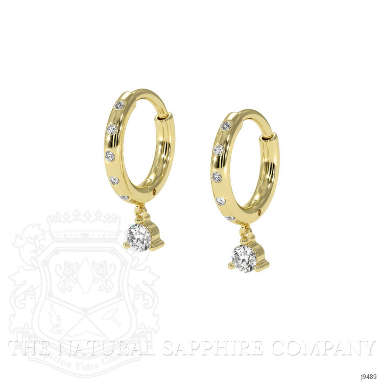 0.20 Ct.Tw. Natural Diamond Accent Stones Earrings, 18K Yellow Gold