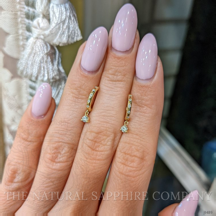 0.20 Ct.Tw. Natural Diamond Accent Stones Earrings, 18K Yellow Gold