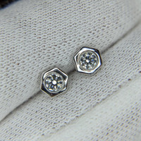 0.20 Ct.Tw.Total Carat Weight Natural Diamond Studs Earrings, 18K White Gold Life Style