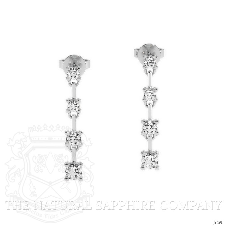 0.43 Ct.Tw. Natural Diamond Accent Stones Earrings, 18K White Gold