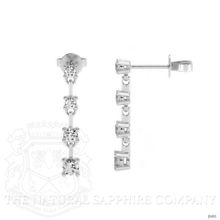 0.43 Ct.Tw. Natural Diamond Accent Stones Earrings, 18K White Gold