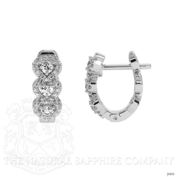 0.27 Ct.Tw. Natural Diamond Pave Earrings, 18K White Gold
