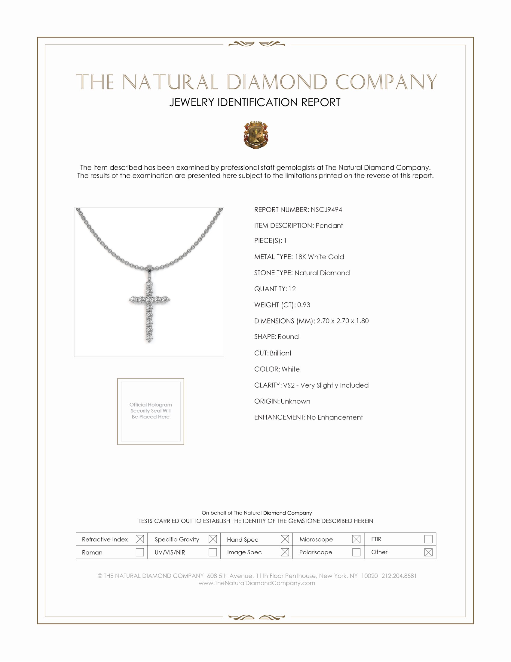 0.93 Ct. Natural Diamond Pave Pendant, 18K White Gold