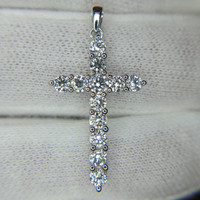 0.93 Ct. Natural Diamond Pave Pendant, 18K White Gold Life Style