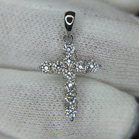 0.45 Ct. Natural Diamond Pave Pendant, 18K White Gold Life Style