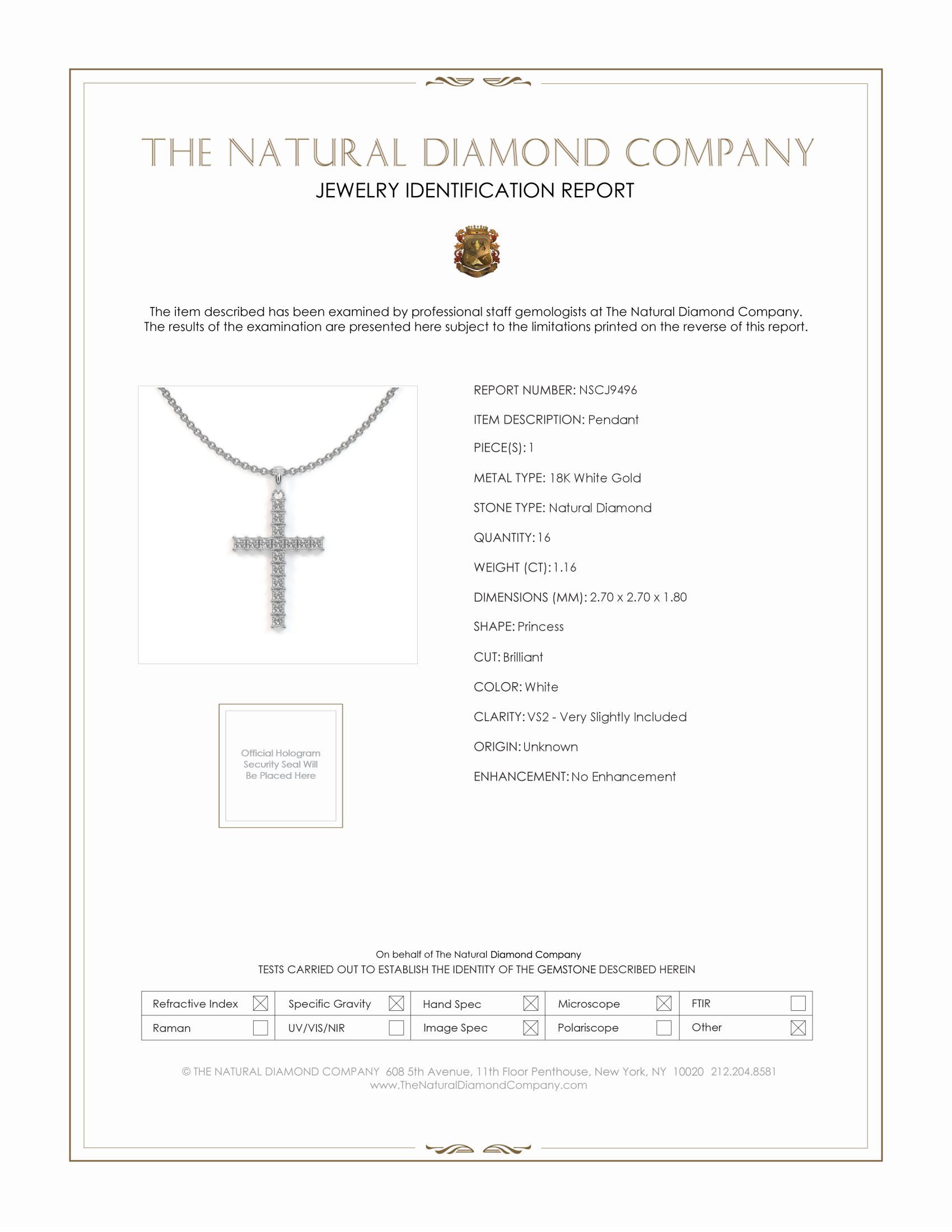 1.16 Ct. Natural Diamond Pave Pendant, 18K White Gold