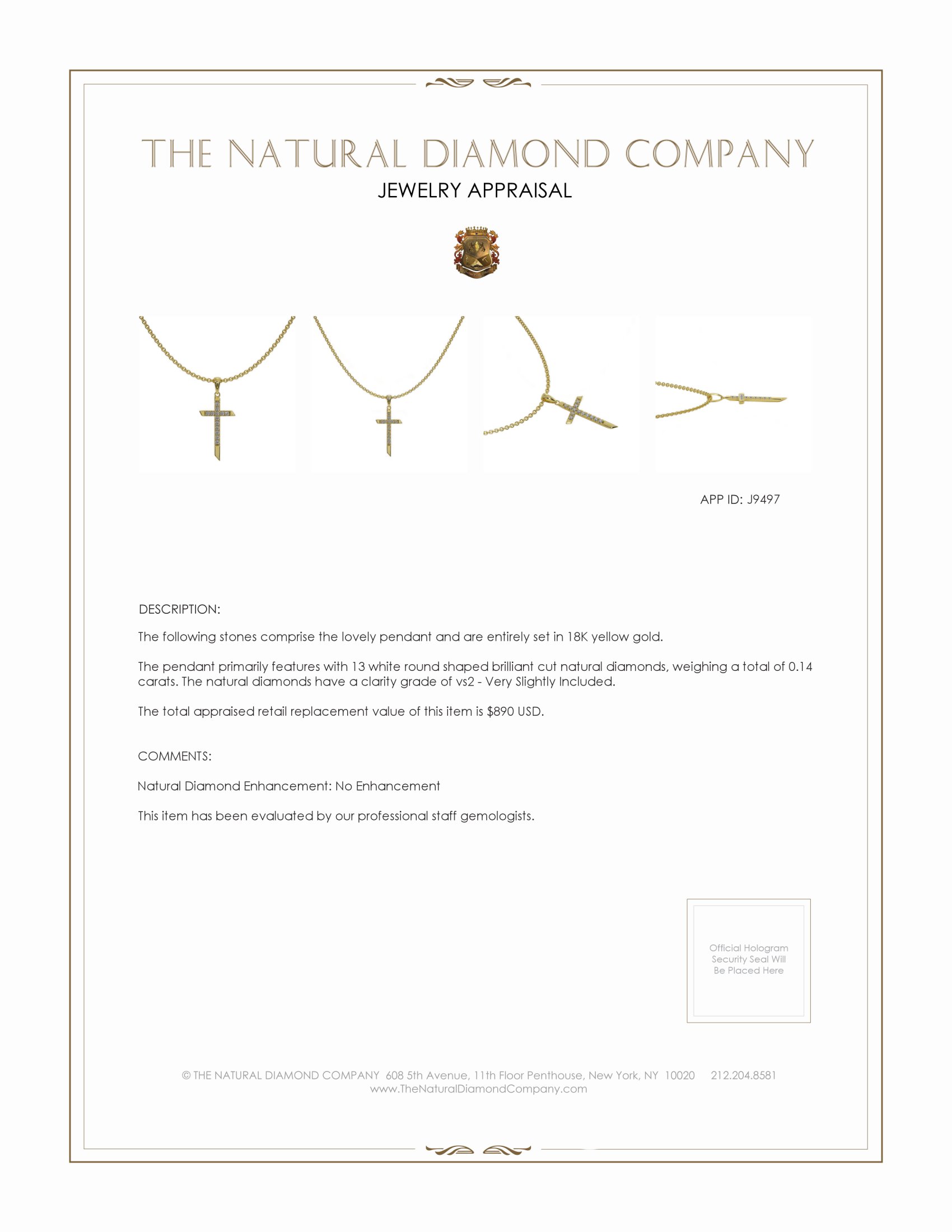 0.14 Ct. Natural Diamond Pave Pendant, 18K Yellow Gold