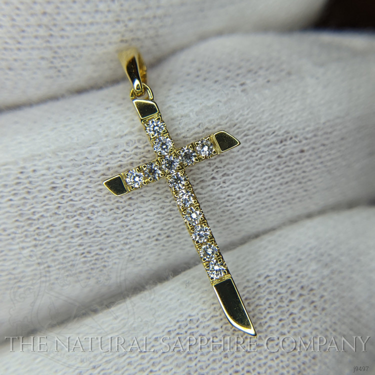 0.14 Ct. Natural Diamond Pave Pendant, 18K Yellow Gold