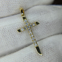0.14 Ct. Natural Diamond Pave Pendant, 18K Yellow Gold Life Style