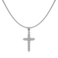 0.48 Ct. Natural Diamond Pave Pendant, 18K White Gold Image