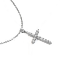0.48 Ct. Natural Diamond Pave Pendant, 18K White Gold Image