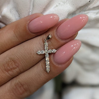 0.48 Ct. Natural Diamond Pave Pendant, 18K White Gold Life Style