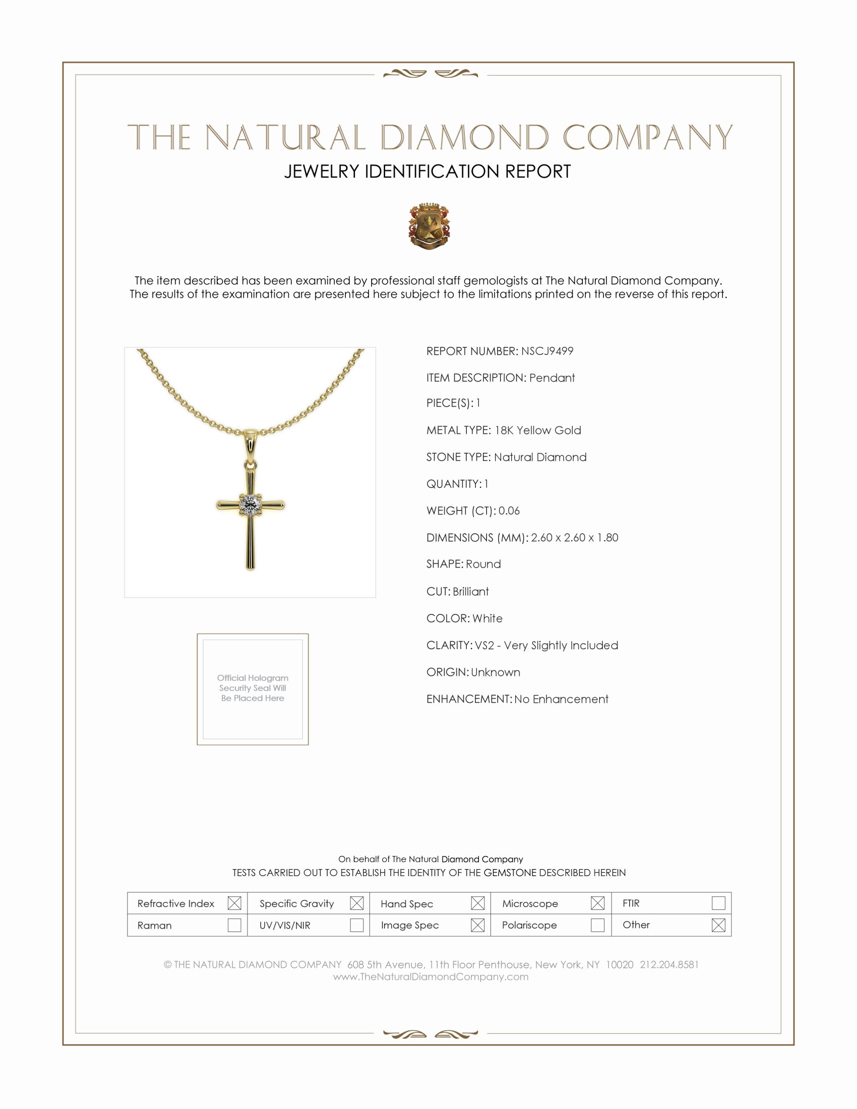 0.06 Ct. Natural Diamond Accent Stones Pendant, 18K Yellow Gold