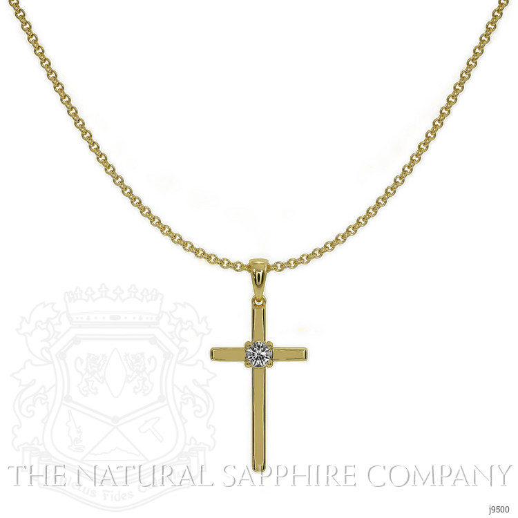 0.09 Ct. Natural Diamond Solitaire Pendant, 18K Yellow Gold