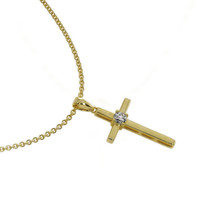 0.09 Ct. Natural Diamond Solitaire Pendant, 18K Yellow Gold Image