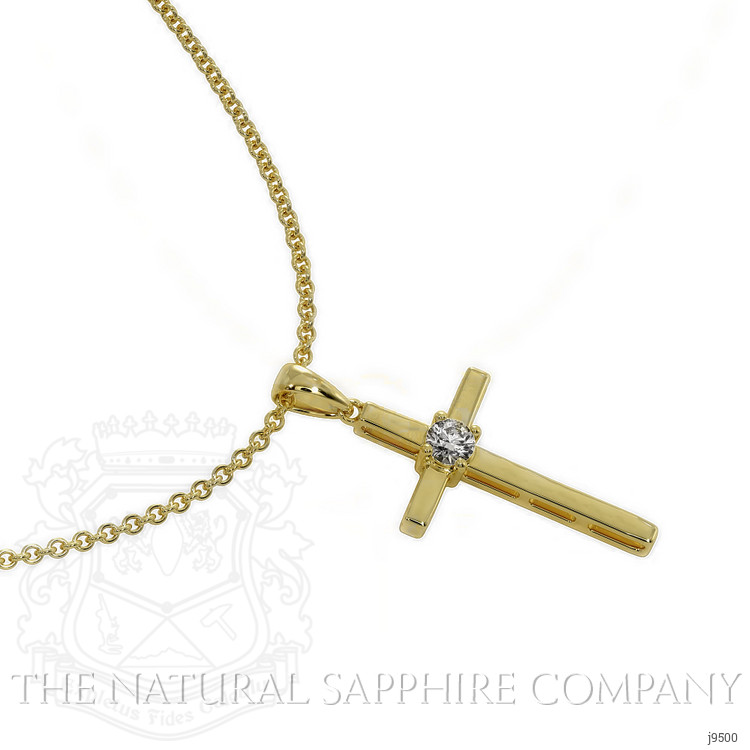 0.09 Ct. Natural Diamond Solitaire Pendant, 18K Yellow Gold