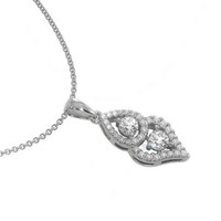0.43 Ct. Natural Diamond Pave Pendant, 18K White Gold Image