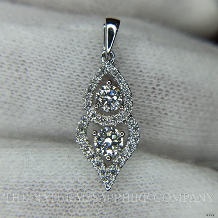 0.43 Ct. Natural Diamond Pave Pendant, 18K White Gold