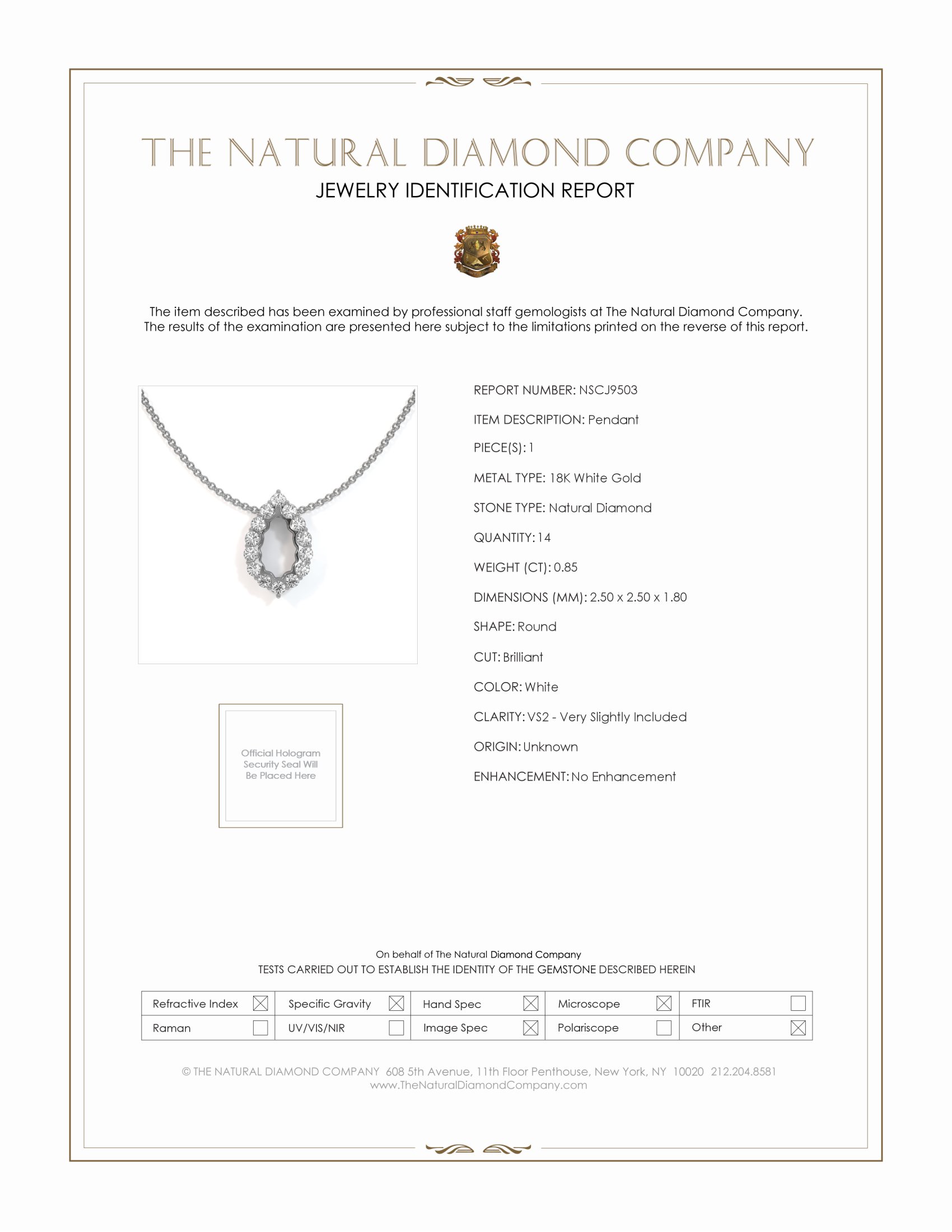 0.85 Ct. Natural Diamond Pave Pendant, 18K White Gold