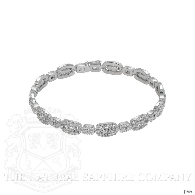 3.96 Ct.Tw. Natural Diamond Pave Bracelet, 18K White Gold