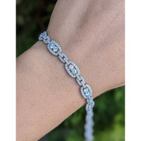 3.96 Ct.Tw. Natural Diamond Pave Bracelet, 18K White Gold Life Style