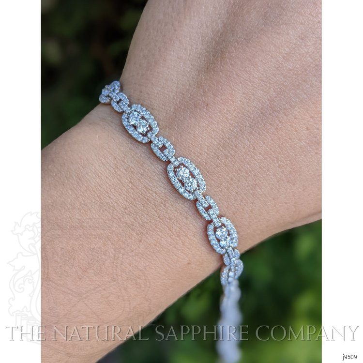 3.96 Ct.Tw. Natural Diamond Pave Bracelet, 18K White Gold