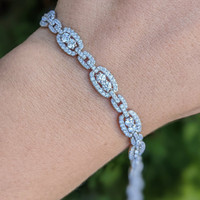 3.96 Ct.Tw. Natural Diamond Pave Bracelet, 18K White Gold Life Style