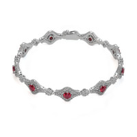 2.80 Ct.Tw. Ruby Natural Diamond Pave Bracelet, 18K White Gold Video