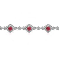 2.80 Ct.Tw. Ruby Natural Diamond Pave Bracelet, 18K White Gold Image