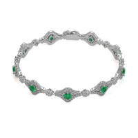 1.80 Ct.Tw. Emerald Natural Diamond Pave Bracelet, 18K White Gold Video