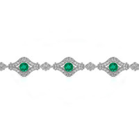 1.80 Ct.Tw. Emerald Natural Diamond Pave Bracelet, 18K White Gold Image