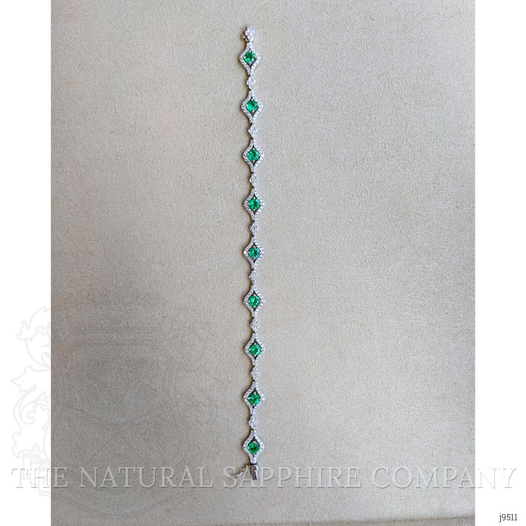 1.80 Ct.Tw. Emerald Natural Diamond Pave Bracelet, 18K White Gold