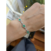 1.80 Ct.Tw. Emerald Natural Diamond Pave Bracelet, 18K White Gold Life Style