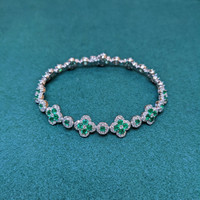 4.34 Ct.Tw. Emerald Natural Diamond Pave Bracelet, 18K White Gold Image