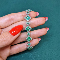 4.34 Ct.Tw. Emerald Natural Diamond Pave Bracelet, 18K White Gold Life Style