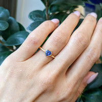 0.45 Ct. Blue Sapphire Solitaire Ring, 14K Yellow Gold Life Style