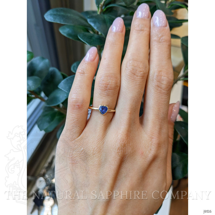 0.45 Ct. Blue Sapphire Solitaire Ring, 14K Yellow Gold