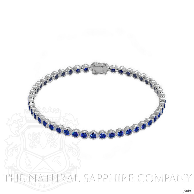 2.46 Ct.Tw. Blue Sapphire Bezel Bracelet, 14K White Gold