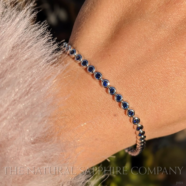 2.46 Ct.Tw. Blue Sapphire Bezel Bracelet, 14K White Gold